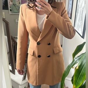 Zara Caramel Tan Blazer Jacket with Black Buttons